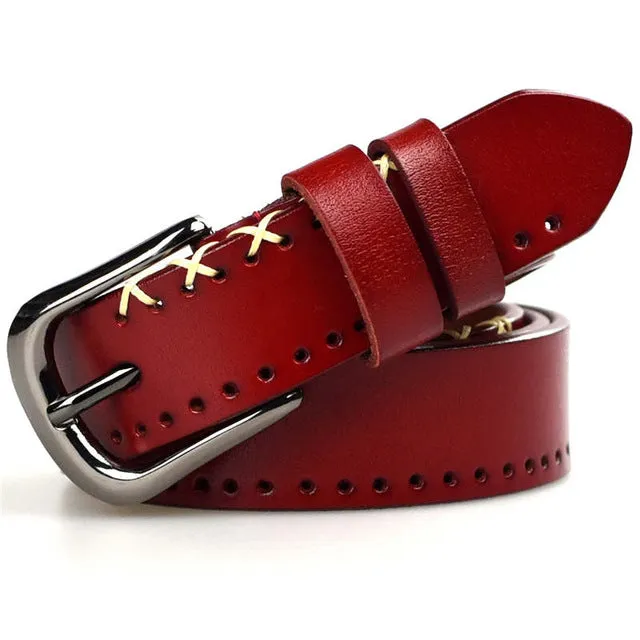 100% Real Cowhide Leather Belt Women Jeans Female Belt Strap Fashion Belts For Women 95-110cm