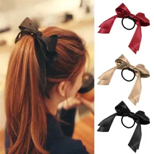 1pcs2017 Women Tiara Satin Ribbon Bow Hair Band Rope Scrunchie Ponytail Holder Gum For Hair Accessories Hairstyle Girl Headbands