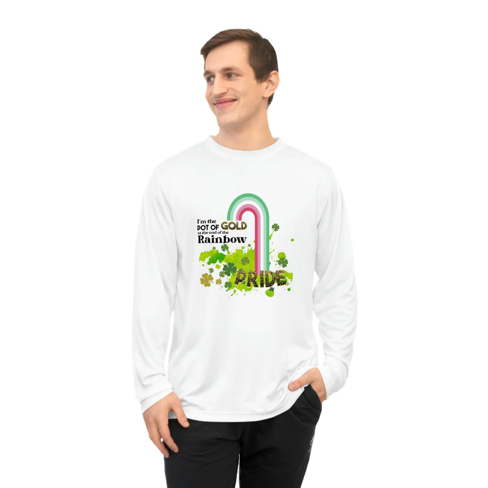 Abrosexual Flag Unisex Performance Long Sleeve Shirt - Pot of Gold at the End of My Rainbow