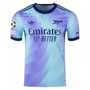 adidas Arsenal Authentic Third Jersey w/ Champions League Patches 24/25 (Clear Aqua/Light Flash Purple)