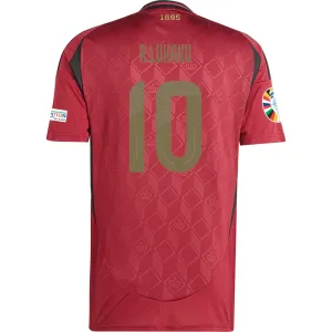 adidas Belgium Romelu Lukaku Home Jersey w/ Euro 2024 Patches 24/25 (Burgundy)