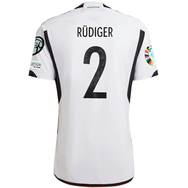 adidas Germany Mario Antonio Rudiger Home Jersey w/ Euro Qualifying Patches 22/23 (White/Black)