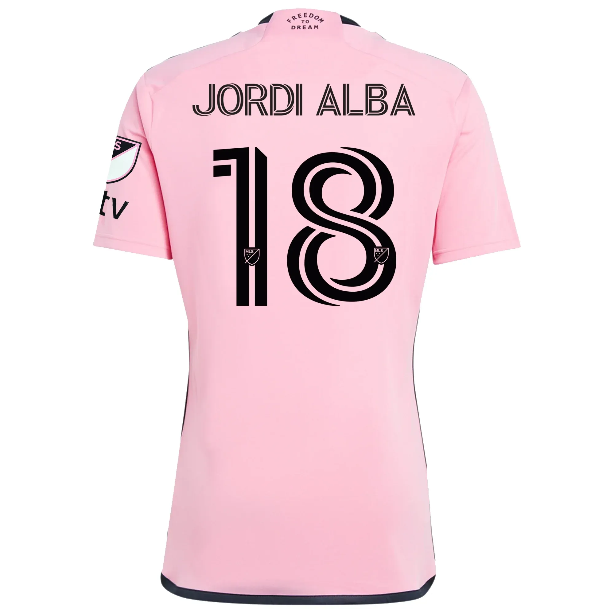 adidas Inter Miami Jordi Alba Royal Caribbean Home Jersey w/ MLS   Apple TV Patches 24/25 (Easy Pink)