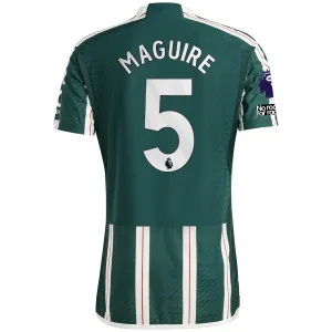 adidas Manchester United Authentic Harry Maguire  Away Jersey w/ EPL   No Room For Racism Patches 23/24 (Green Night/Core White/Active Maroon)