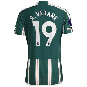 adidas Manchester United Authentic Raphael Varane Away Jersey w/ EPL   No Room For Racism Patches 23/24 (Green Night/Core White/Active Maroon)