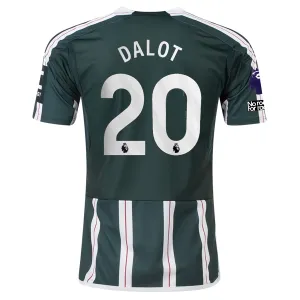 adidas Manchester United Diogo Dalot Away Jersey w/ EPL   No Room For Racism Patches 23/24 (Green Night/Core White)