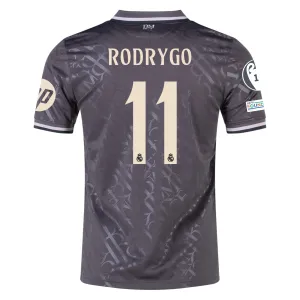 adidas Real Madrid Rodrygo Third Jersey w/ Champions League Patches   HP Sponsor 24/25 (Charcoal)