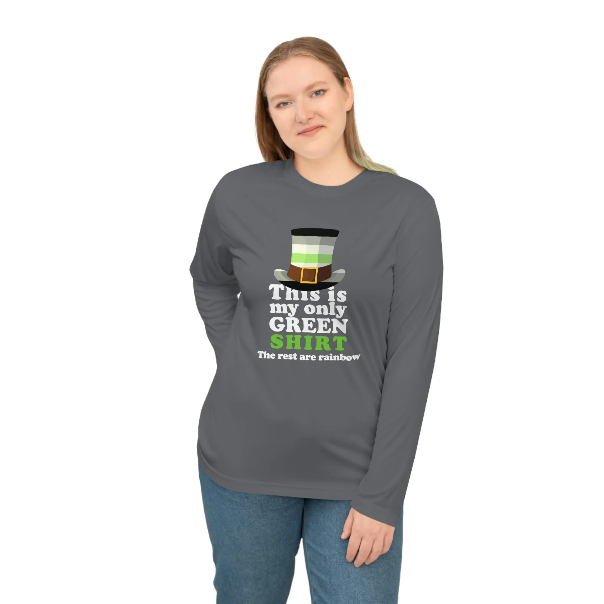 Agender Flag Unisex Performance Long Sleeve Shirt - My Only Green Shirt