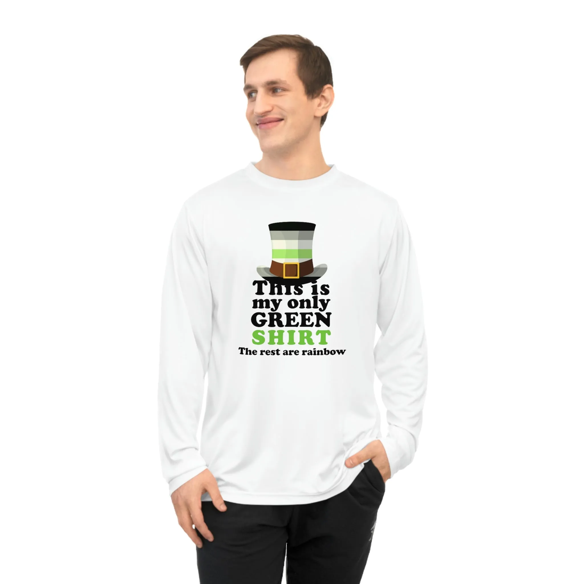 Agender Flag Unisex Performance Long Sleeve Shirt - My Only Green Shirt