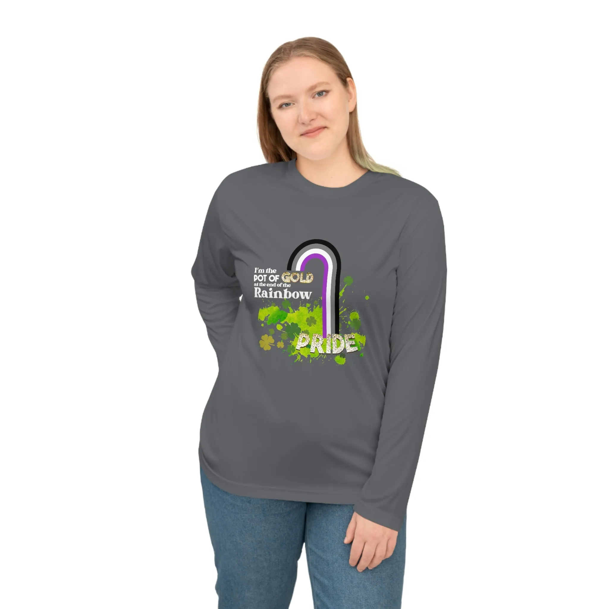 Asexual Flag Unisex Performance Long Sleeve Shirt - Pot of Gold at the End of My Rainbow