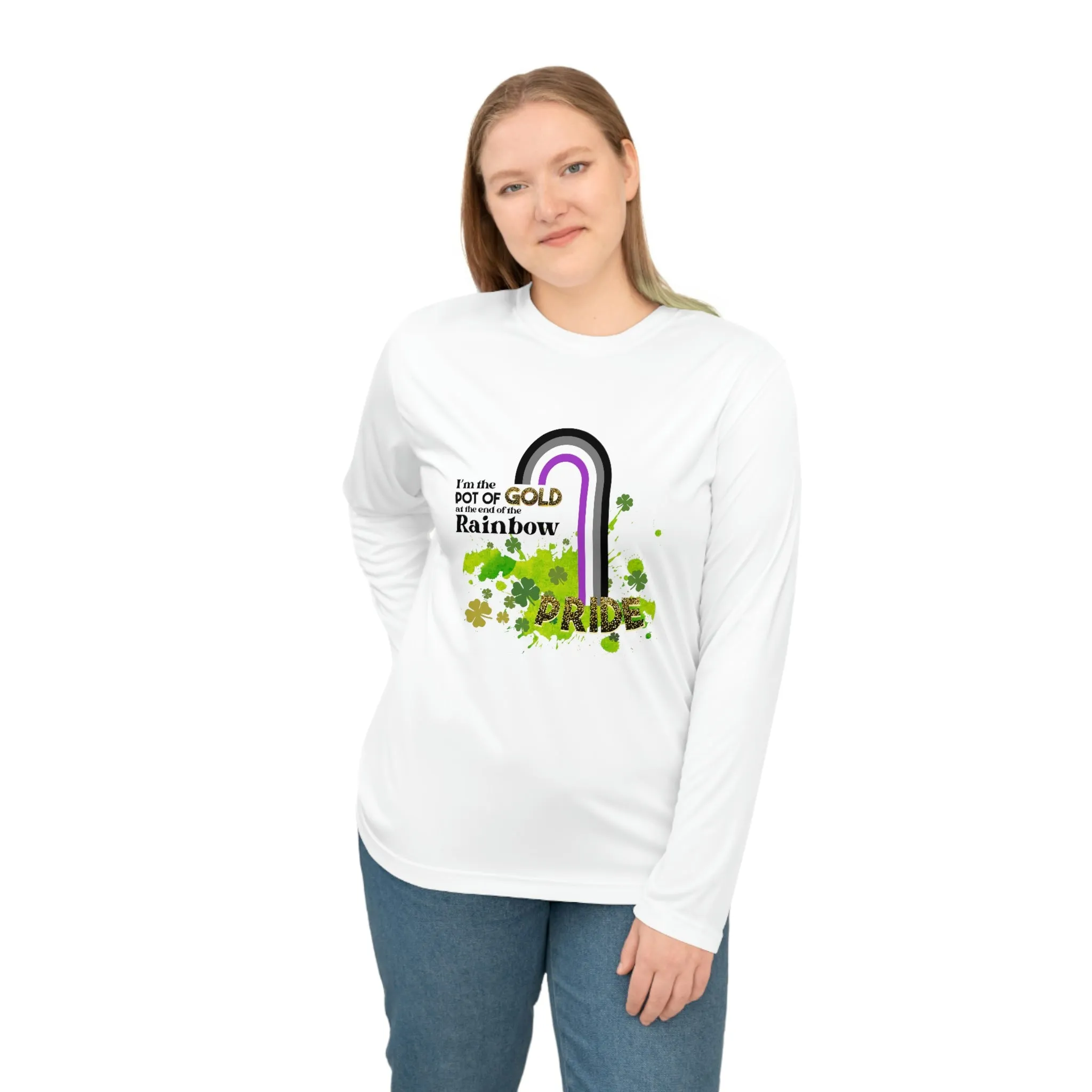 Asexual Flag Unisex Performance Long Sleeve Shirt - Pot of Gold at the End of My Rainbow