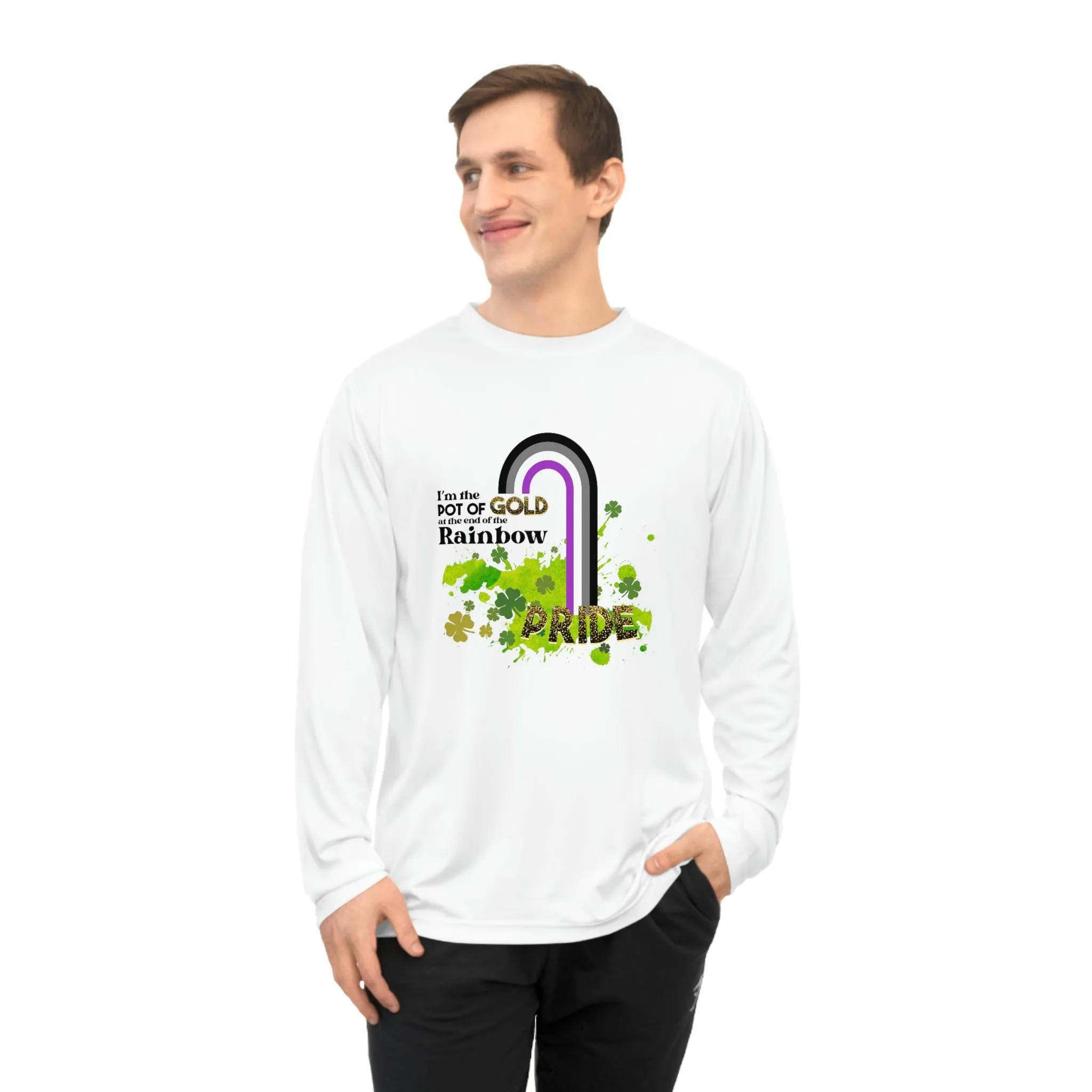 Asexual Flag Unisex Performance Long Sleeve Shirt - Pot of Gold at the End of My Rainbow