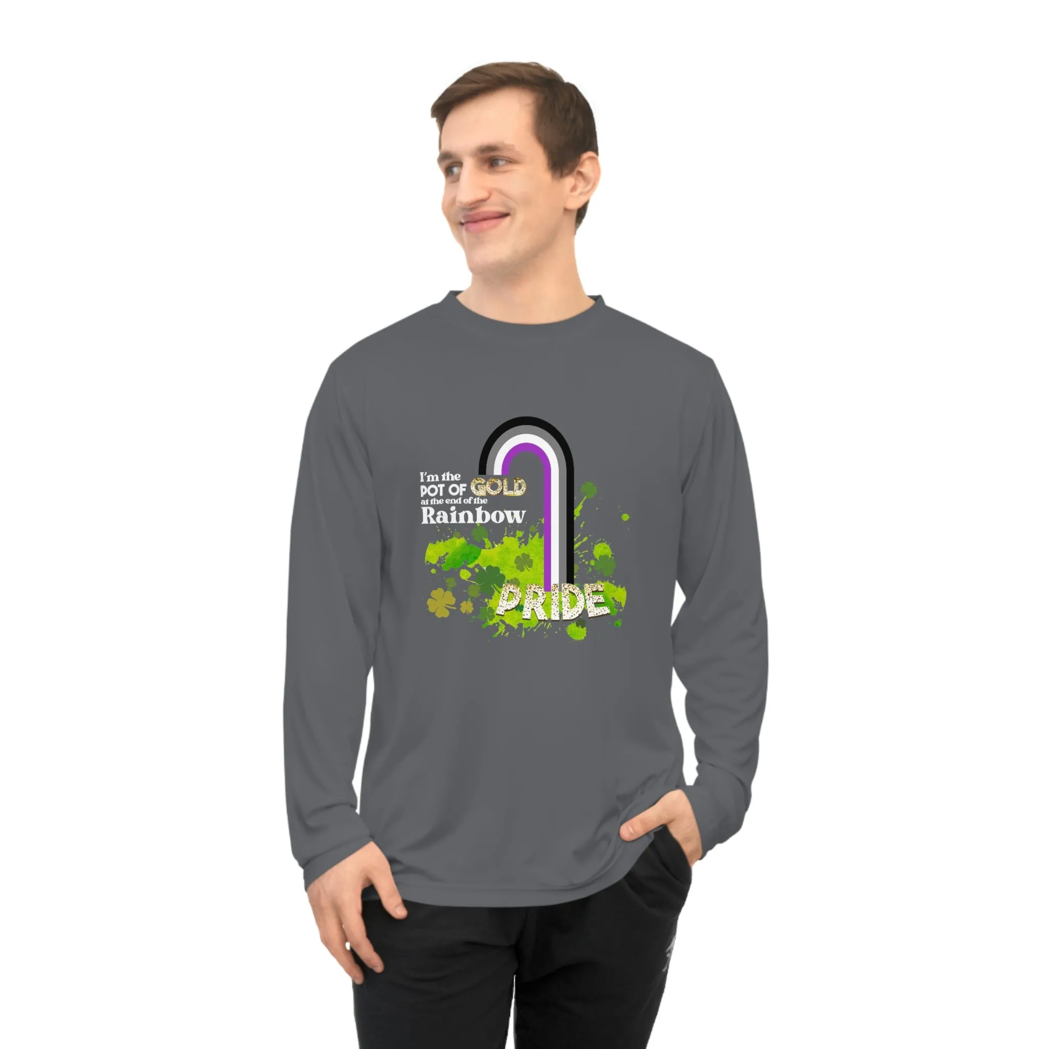 Asexual Flag Unisex Performance Long Sleeve Shirt - Pot of Gold at the End of My Rainbow