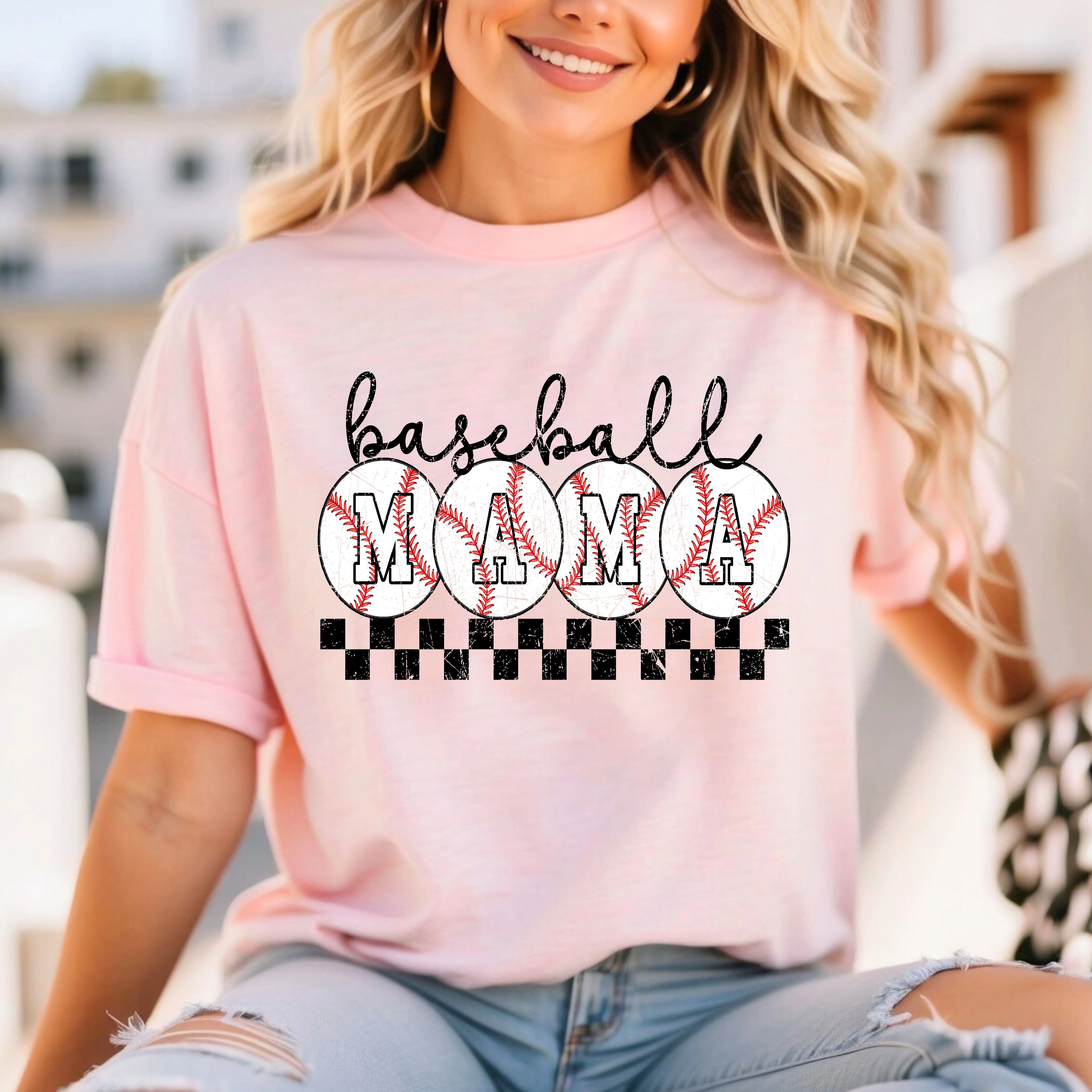 Baseball Mama Checkered