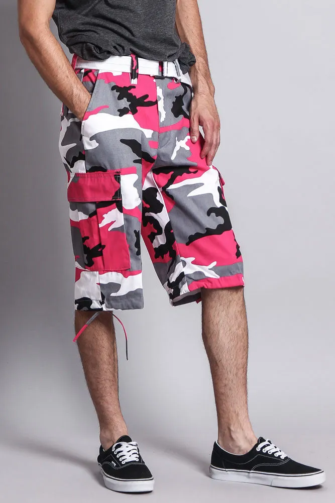 Belted Camo Cargo Shorts (Big Sizes)