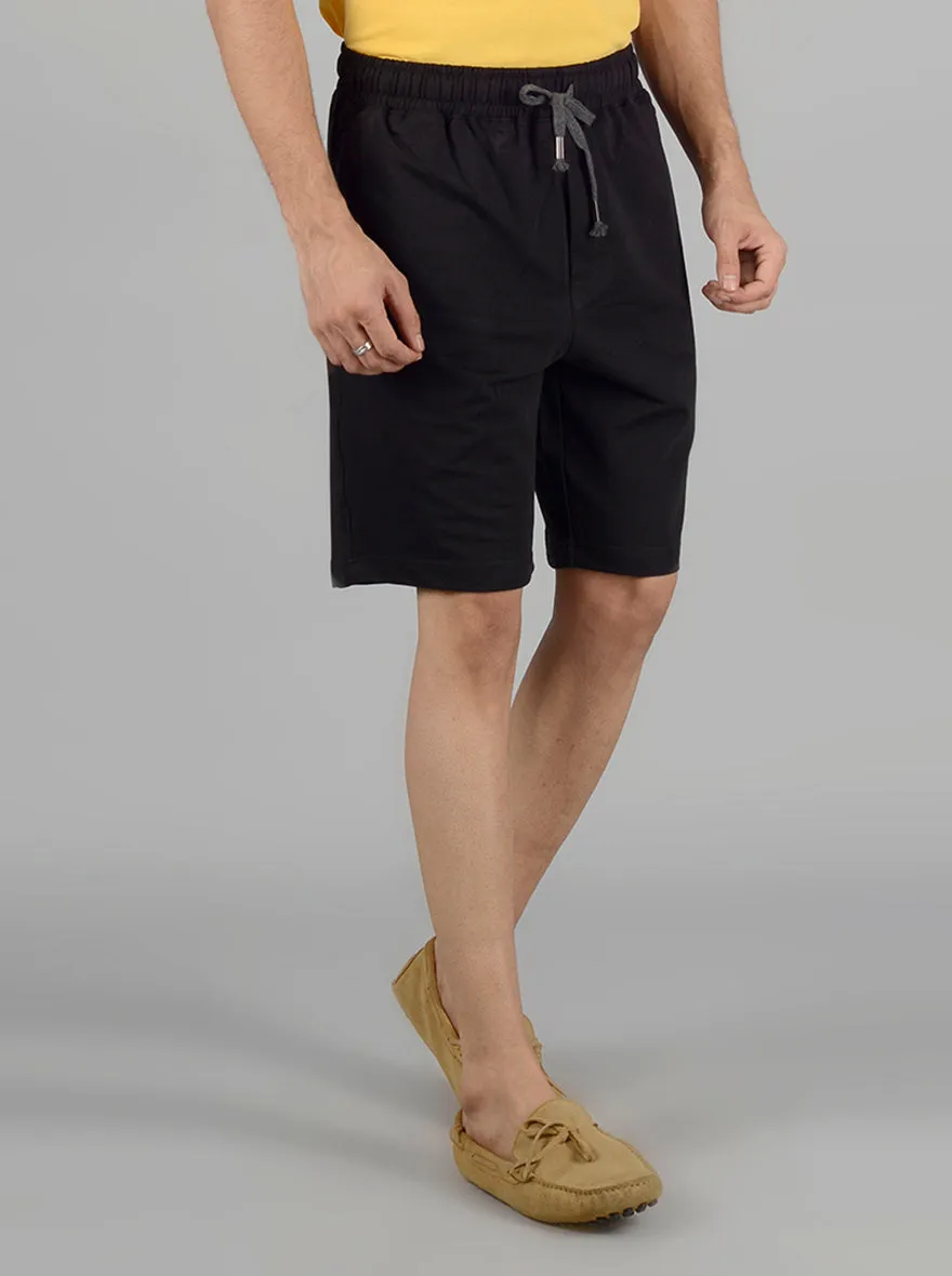 Black Solid Regular Fit Shorts | JadeBlue