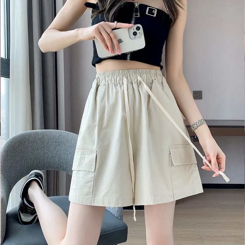 Casual Drawstring Loose Fit Versatile Cargo Elastic Waist Shorts