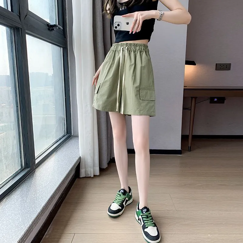 Casual Drawstring Loose Fit Versatile Cargo Elastic Waist Shorts