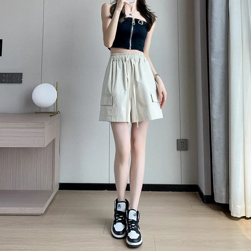 Casual Drawstring Loose Fit Versatile Cargo Elastic Waist Shorts