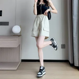 Casual Drawstring Loose Fit Versatile Cargo Elastic Waist Shorts