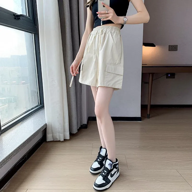 Casual Drawstring Loose Fit Versatile Cargo Elastic Waist Shorts