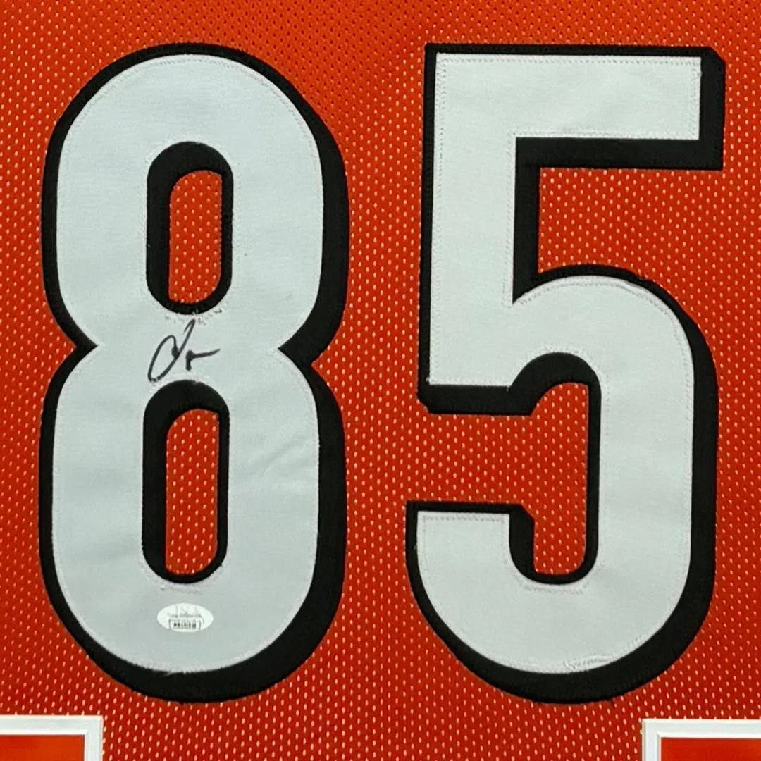 Chad Johnson Signed Cincinnati Orange Custom Suede Matte Framed Football Jersey