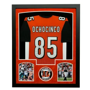 Chad Johnson Signed Cincinnati Orange Custom Suede Matte Framed Football Jersey