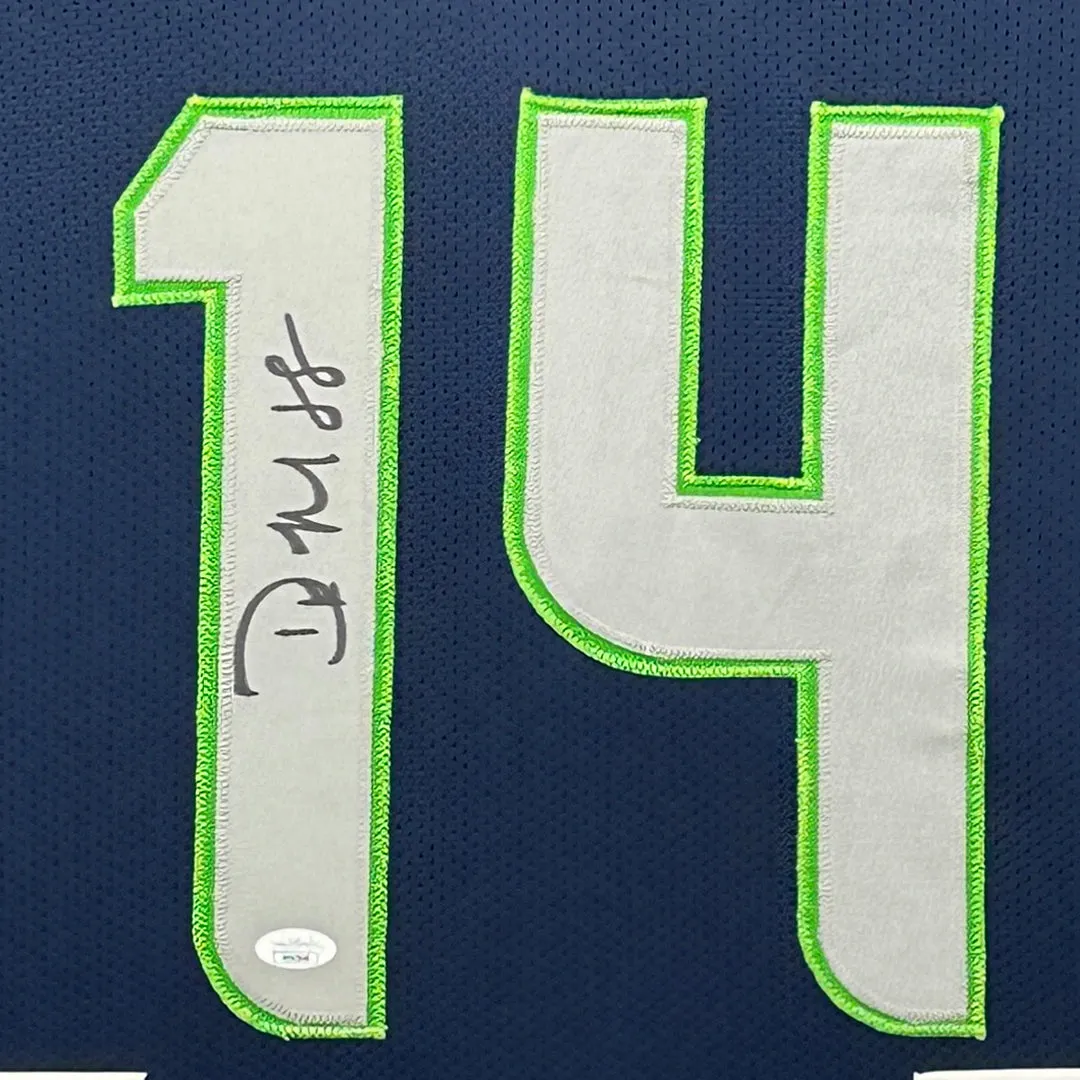 DK Metcalf Signed Seattle Blue Custom Double-Suede Framed football Jersey (JSA)