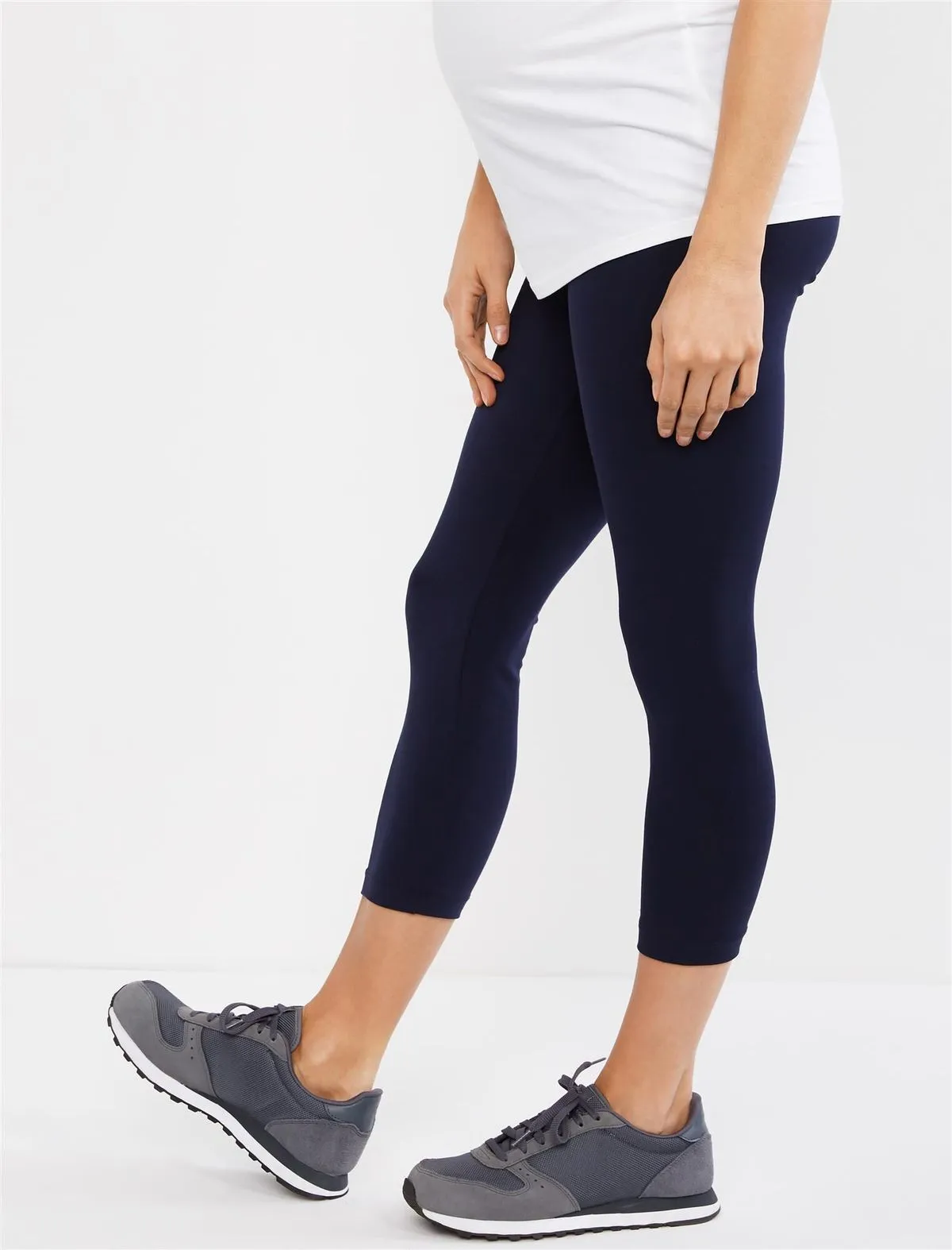 Essential Stretch Secret Fit Belly Maternity Crop Leggings in Navy