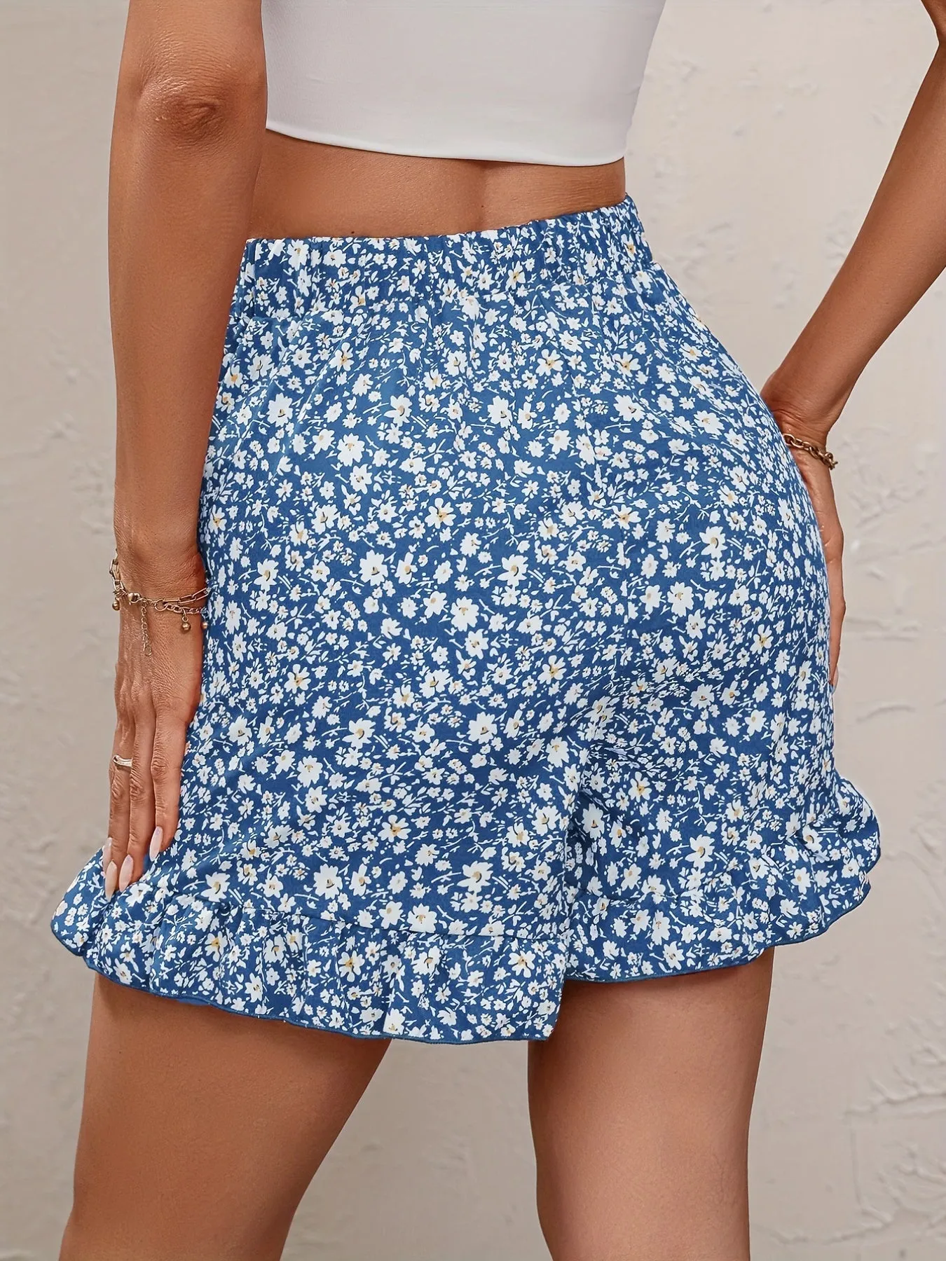 Floral Wrap Tie Shorts Perfect Casual Skort for SpringSummer