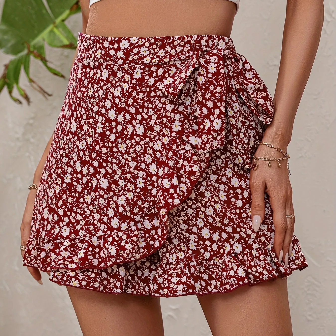 Floral Wrap Tie Shorts Perfect Casual Skort for SpringSummer