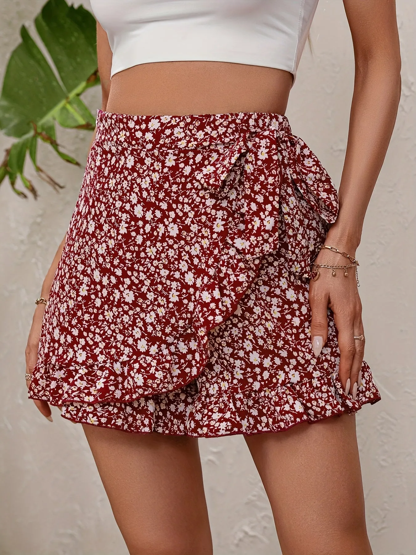 Floral Wrap Tie Shorts Perfect Casual Skort for SpringSummer