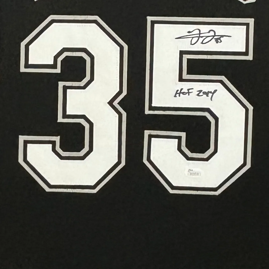 Frank Thomas Signed Chicago Black Custom Suede Matte Framed Baseball Jersey