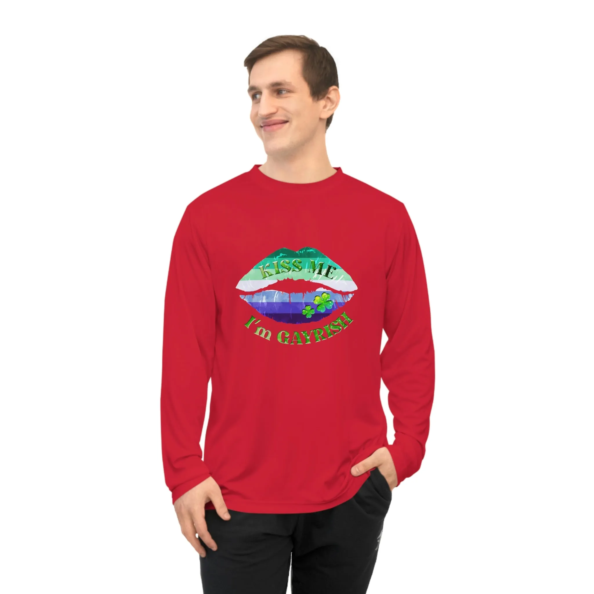 Gay Flag Unisex Performance Long Sleeve Shirt - Kiss Me