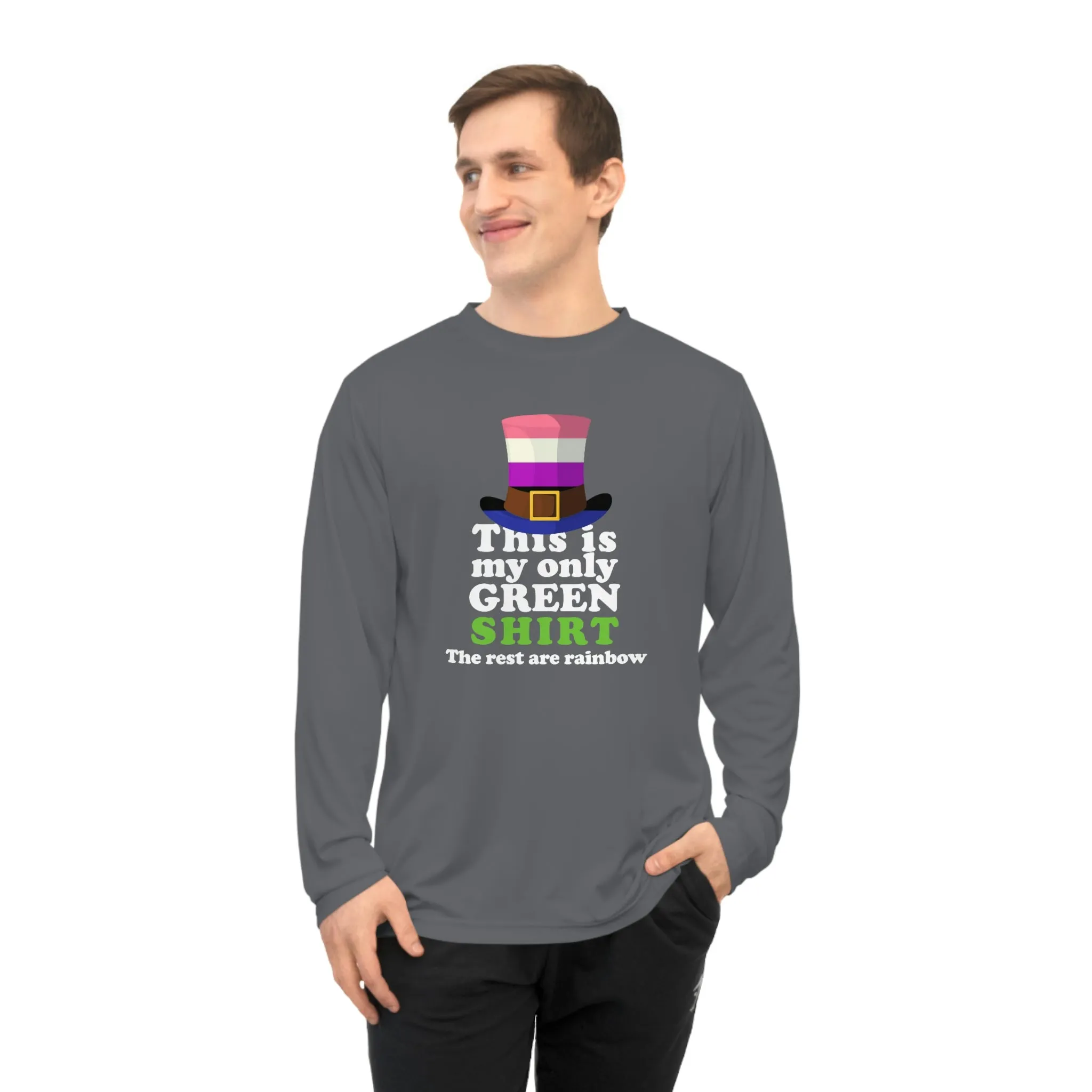 Genderfluid Flag Unisex Performance Long Sleeve Shirt - My Only Green Shirt