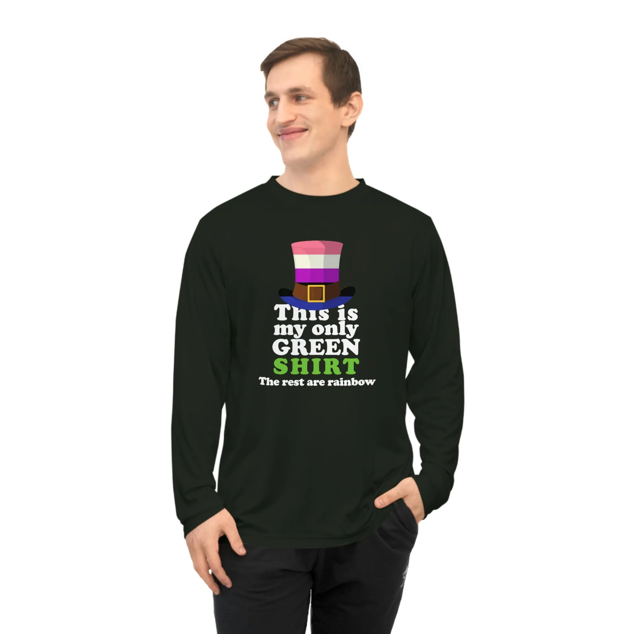 Genderfluid Flag Unisex Performance Long Sleeve Shirt - My Only Green Shirt