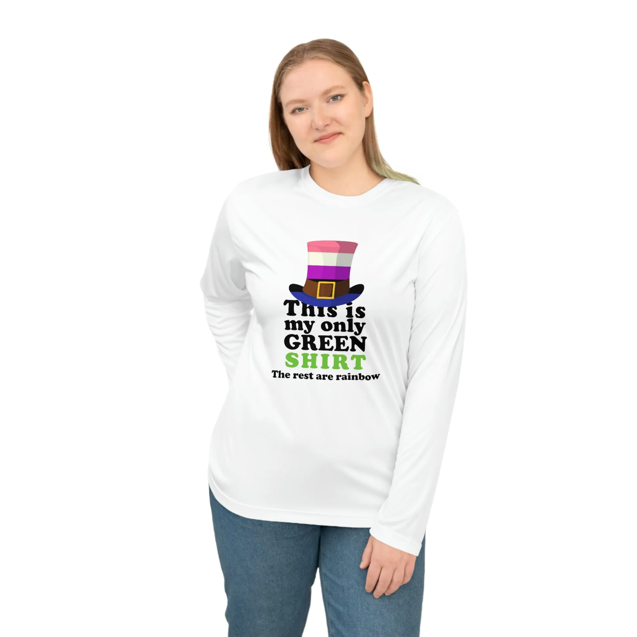 Genderfluid Flag Unisex Performance Long Sleeve Shirt - My Only Green Shirt