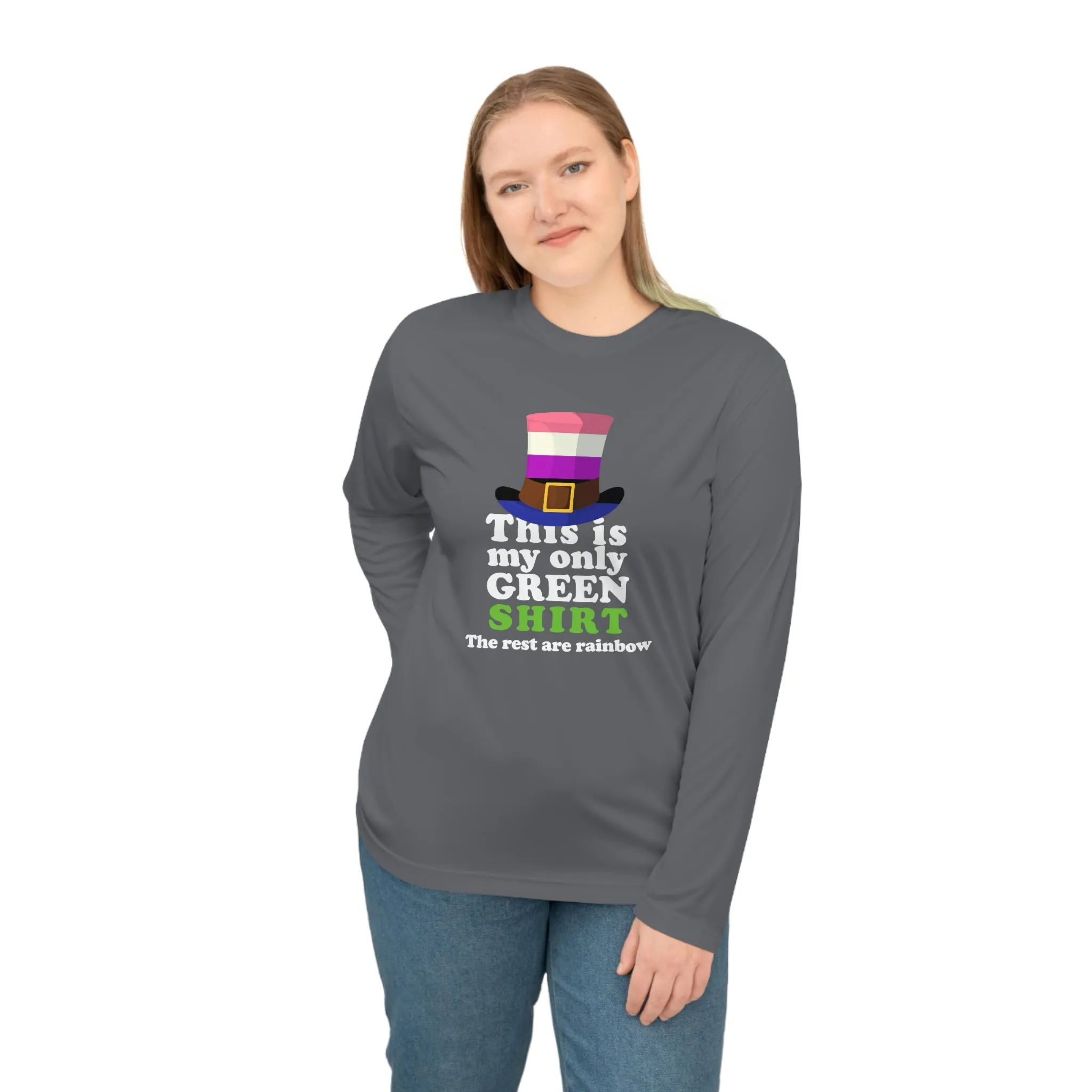 Genderfluid Flag Unisex Performance Long Sleeve Shirt - My Only Green Shirt