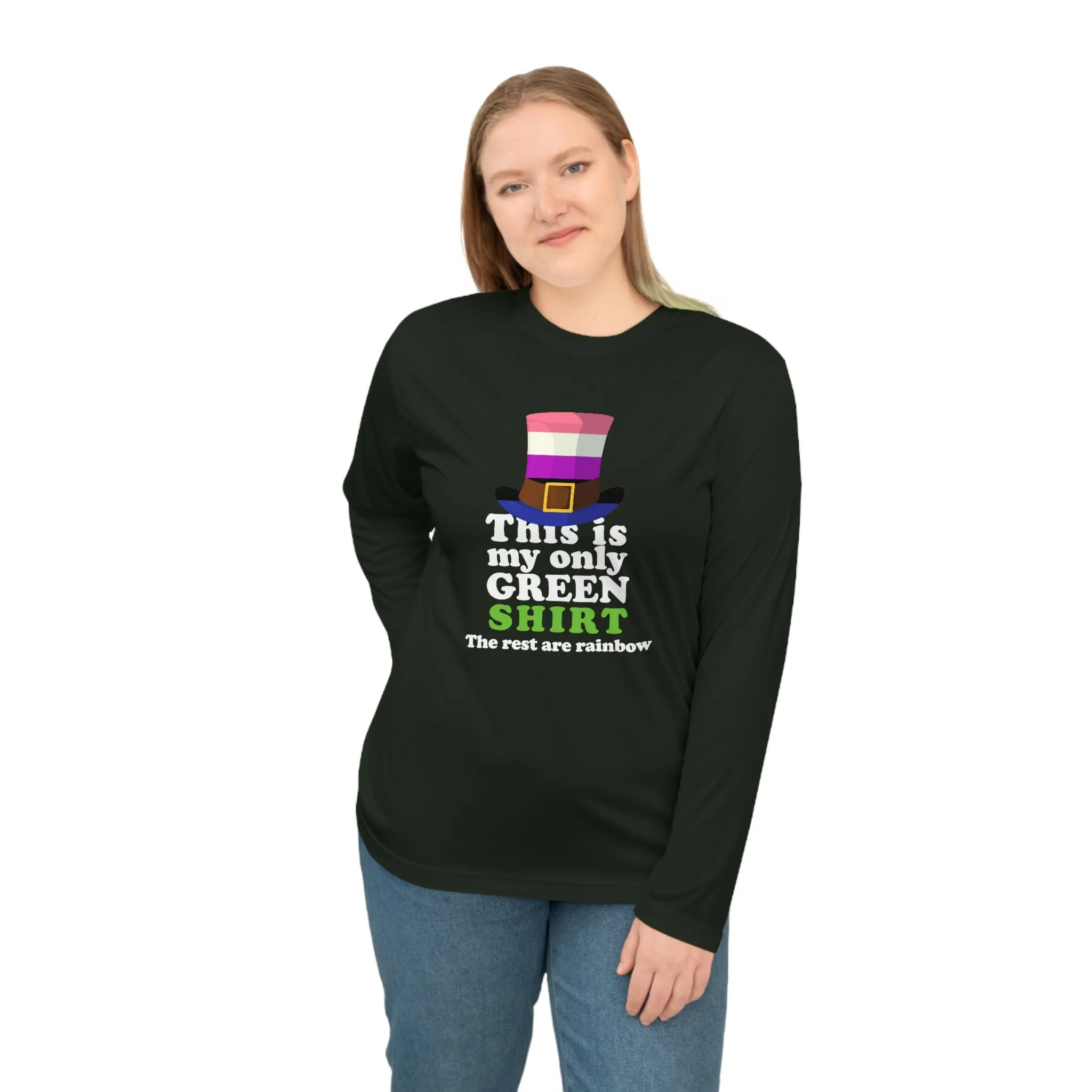 Genderfluid Flag Unisex Performance Long Sleeve Shirt - My Only Green Shirt