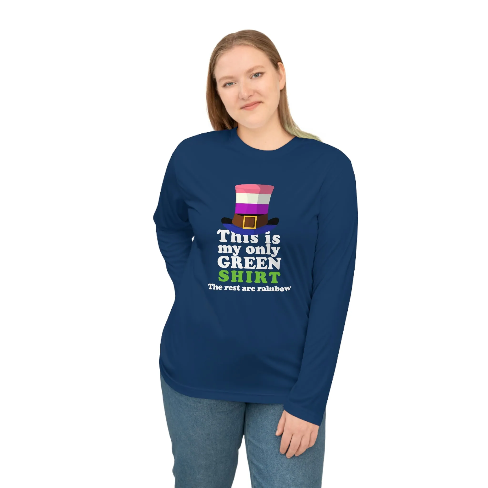 Genderfluid Flag Unisex Performance Long Sleeve Shirt - My Only Green Shirt