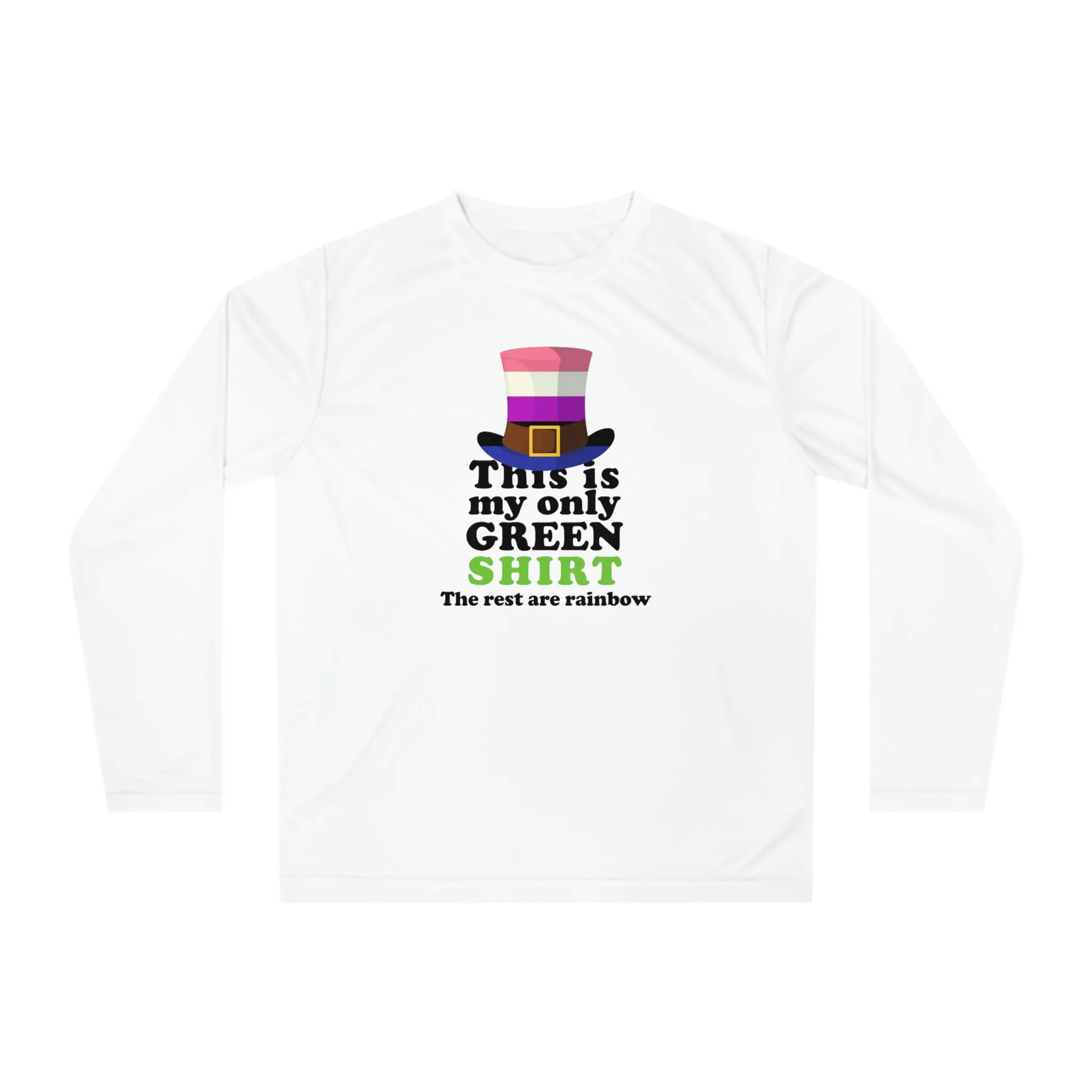 Genderfluid Flag Unisex Performance Long Sleeve Shirt - My Only Green Shirt