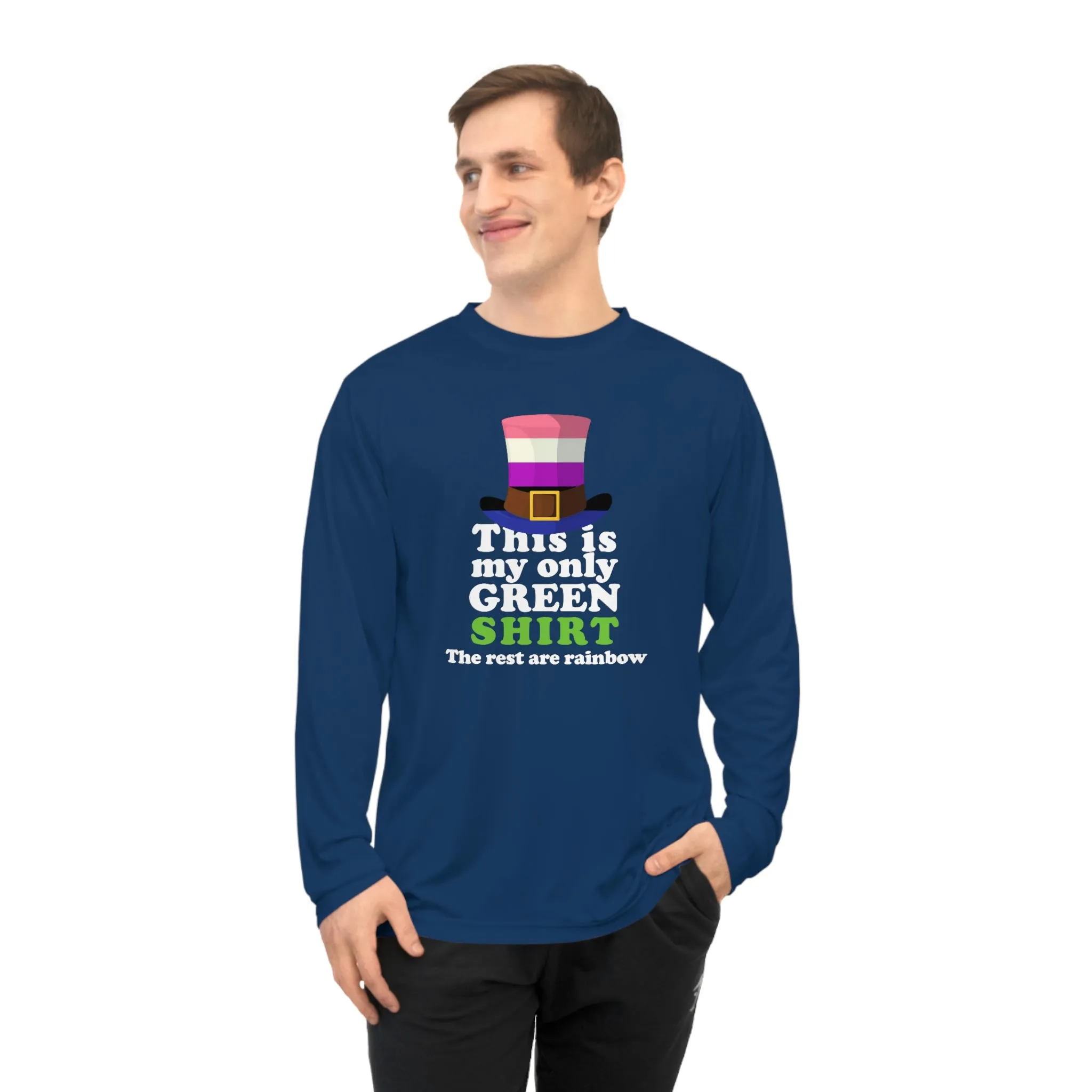 Genderfluid Flag Unisex Performance Long Sleeve Shirt - My Only Green Shirt