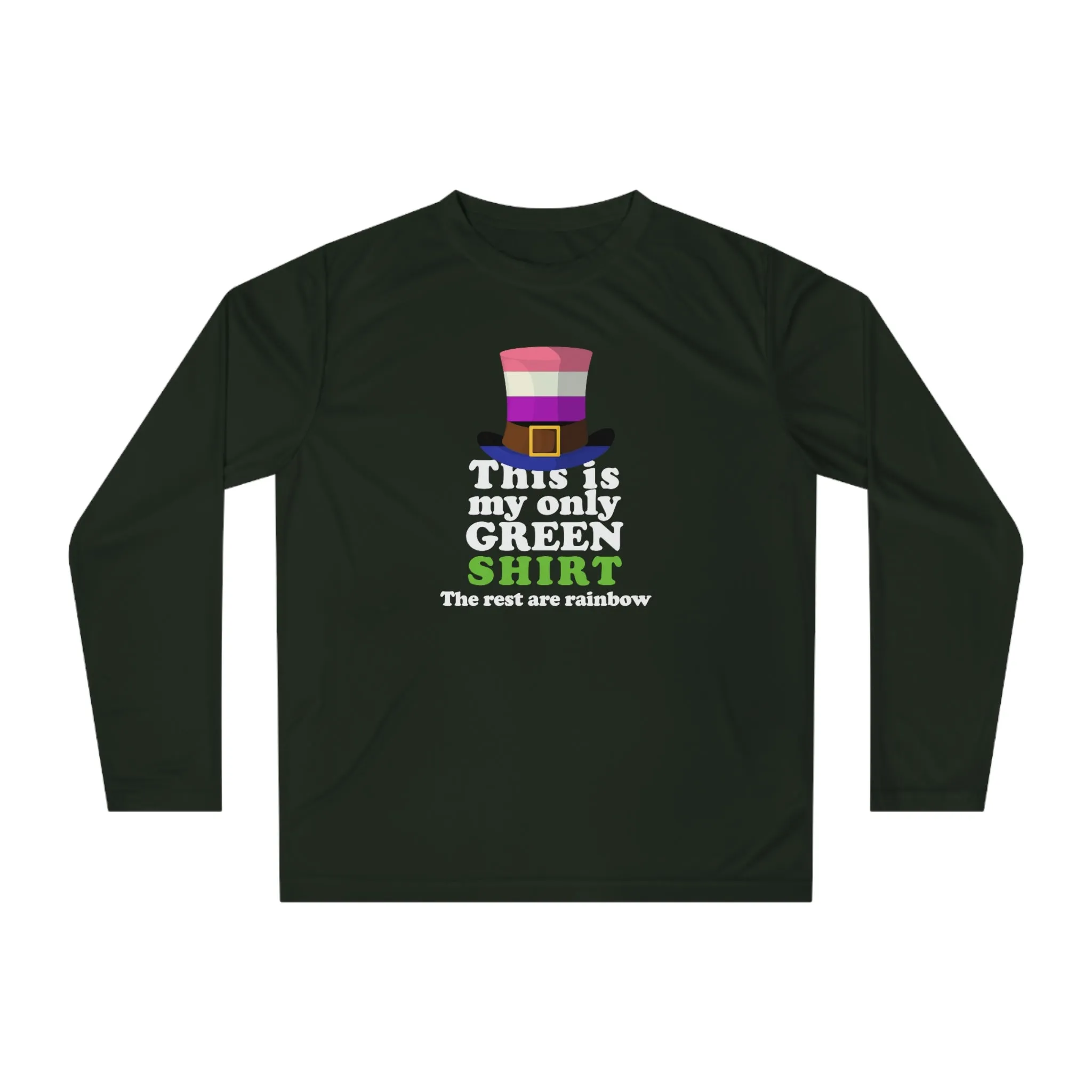 Genderfluid Flag Unisex Performance Long Sleeve Shirt - My Only Green Shirt