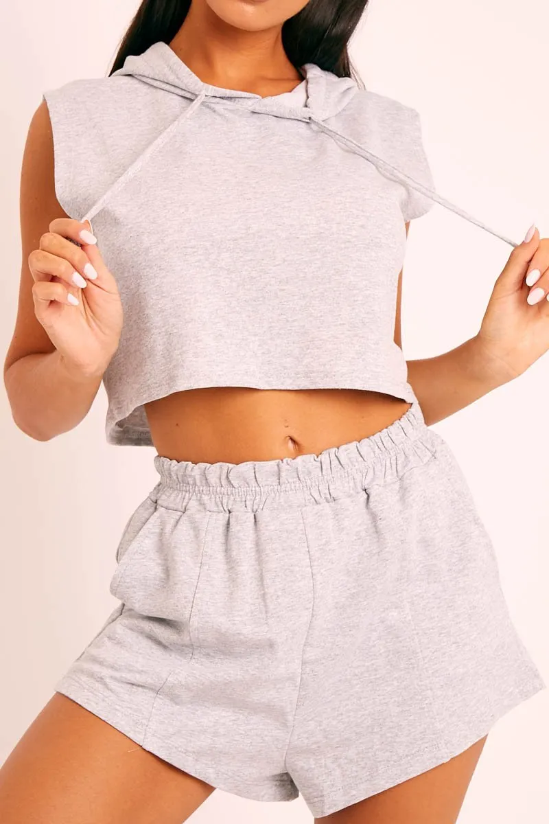 Grey Hooded Top and Shorts Loungewear Co-ord - Hannie