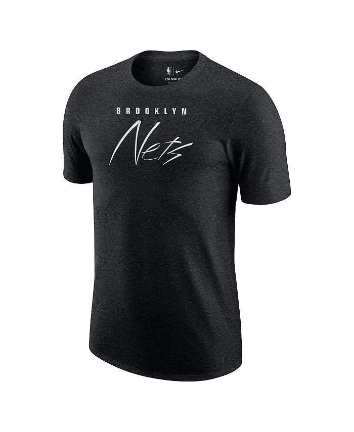 Heather Brooklyn Nets Courtside Versus Flight Max90 Nike Men's Black T-Shirt, Gray