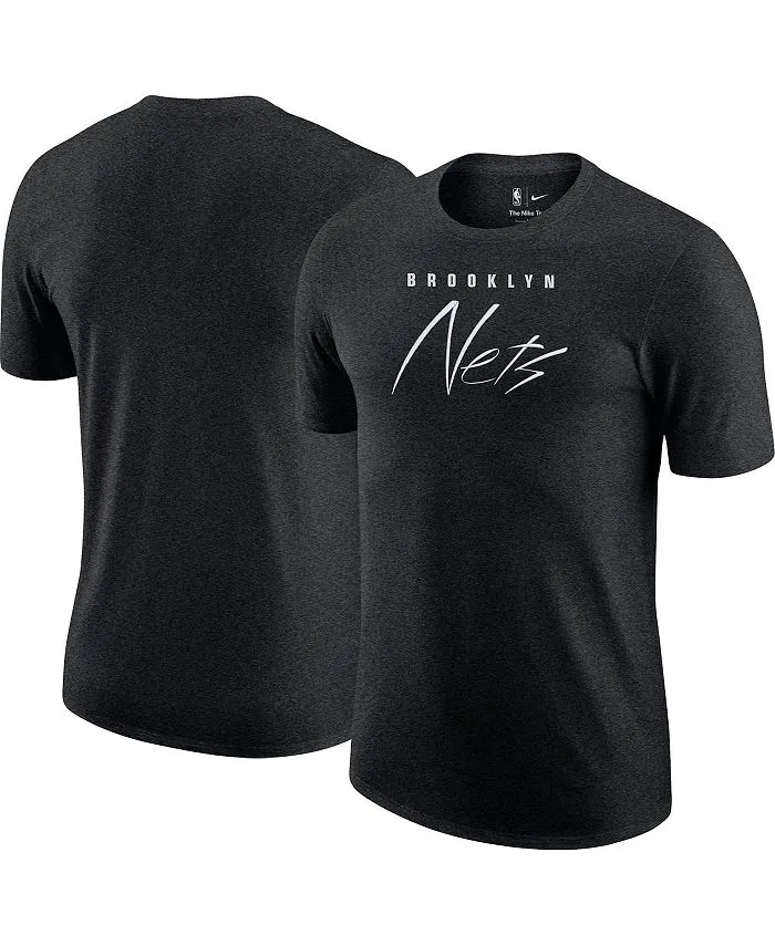 Heather Brooklyn Nets Courtside Versus Flight Max90 Nike Men's Black T-Shirt, Gray