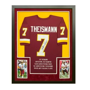 Joe Theismann Signed Washington Maroon Stat Custom Suede Matte Framed Football Jersey (JSA)