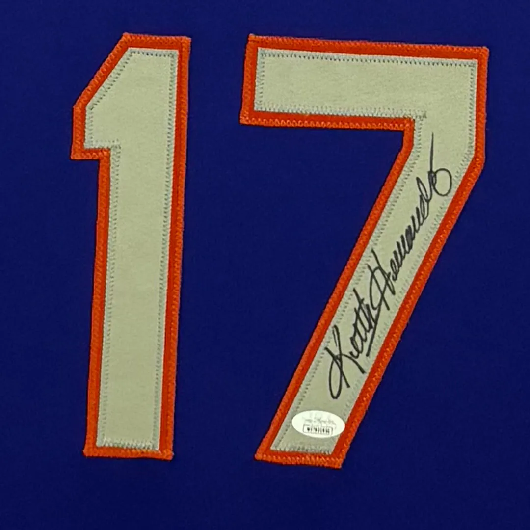 Keith Hernandez Signed New York Blue Custom Suede Matte Framed Baseball Jersey