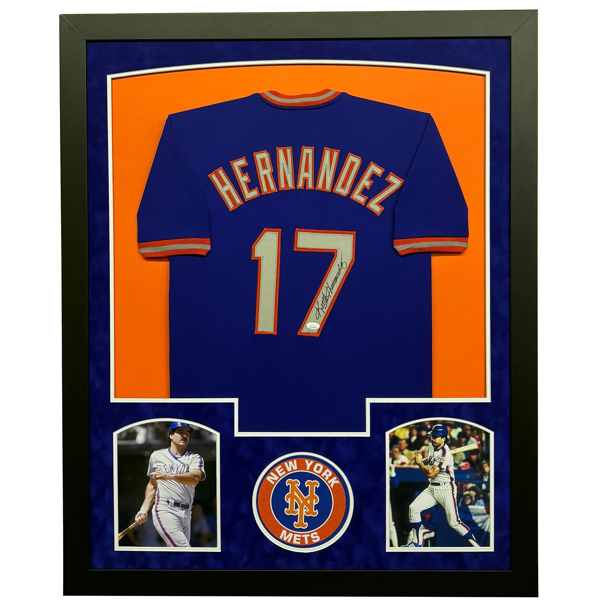 Keith Hernandez Signed New York Blue Custom Suede Matte Framed Baseball Jersey