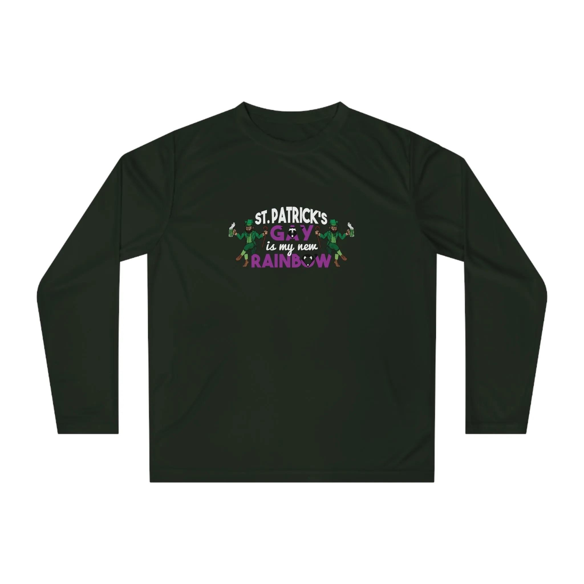 Labrys Lesbian Flag Unisex Performance Long Sleeve Shirt - Saint Patrick's Gay is My New Rainbow